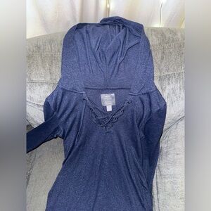 Aerie Blue Lace-Up Hoodie